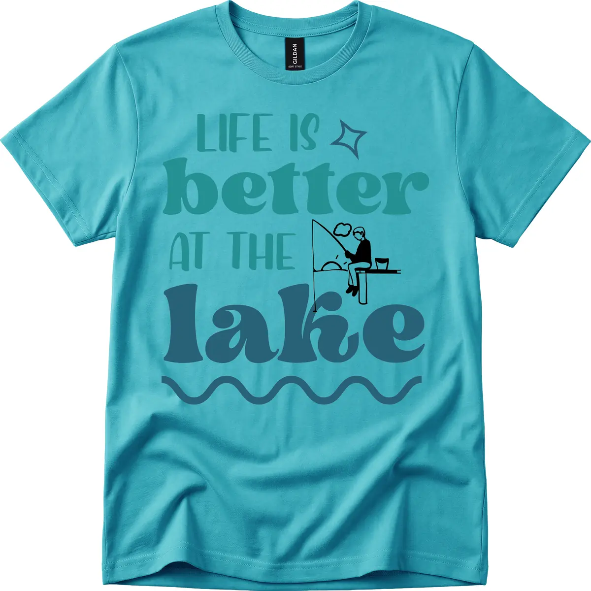Life Is Better At The Lake Design T-Shirt in Tropical Blue