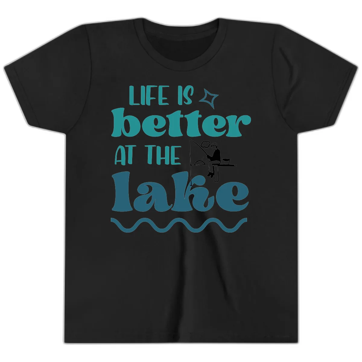 Life Is Better At The Lake Design Youth T-Shirt in Black