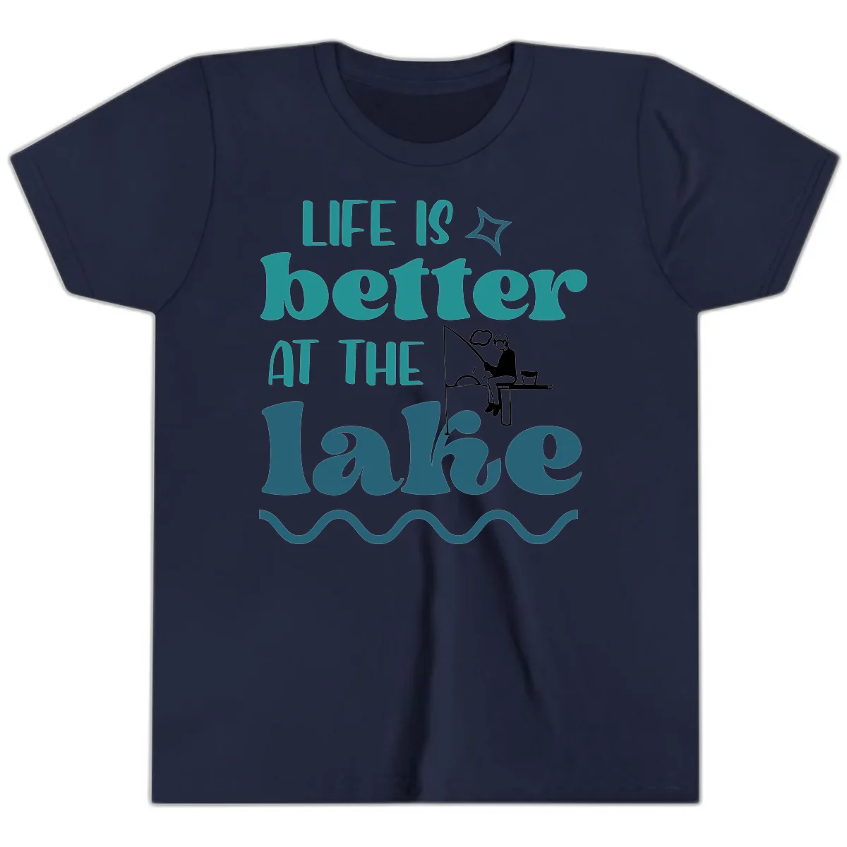 Life Is Better At The Lake Design Youth T-Shirt in Navy