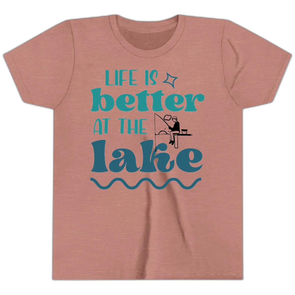 Life Is Better At The Lake Design Youth T-Shirt in Heather Mauve