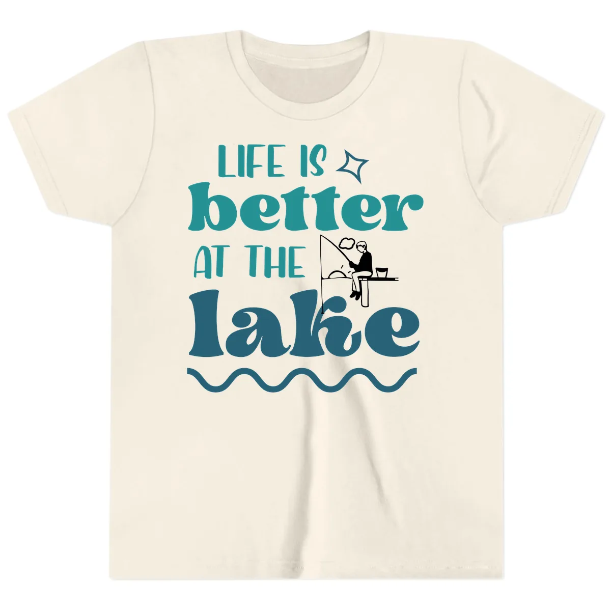 Life Is Better At The Lake Design Youth T-Shirt in Natural