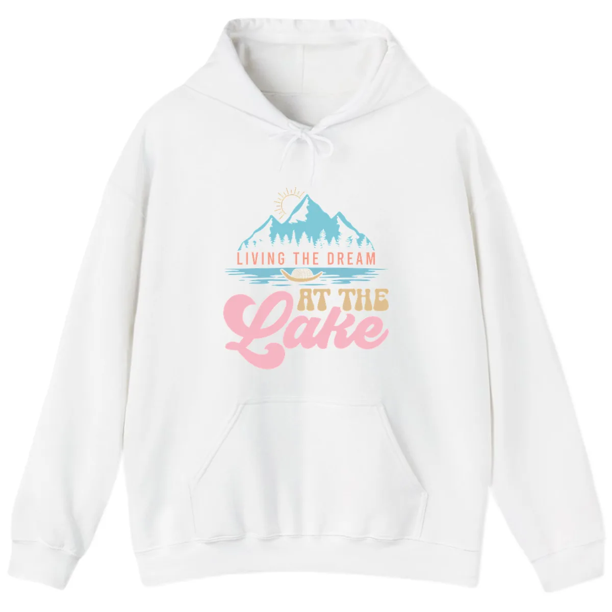 Living The Dream At The Lake Hoodie in White