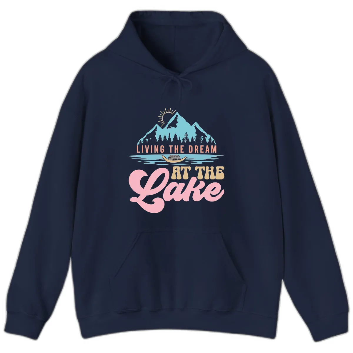 Living The Dream At The Lake Hoodie in Navy