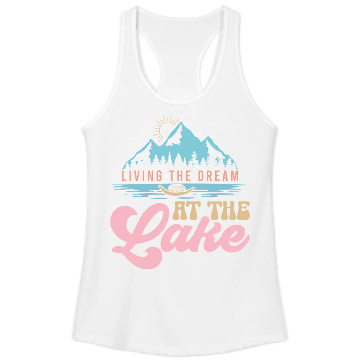 Living The Dream At The Lake Ladies Tank in White