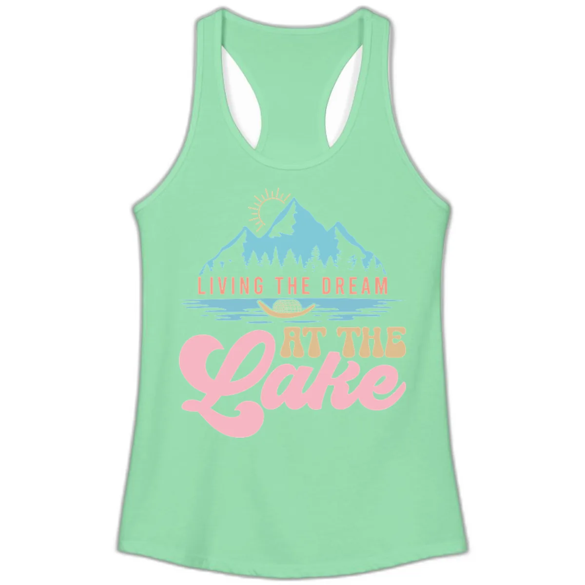 Living The Dream At The Lake Ladies Tank in Solid Mint
