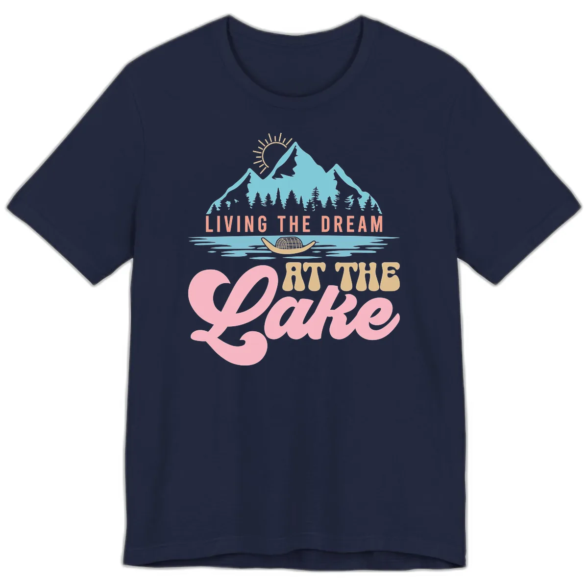 Living The Dream At The Lake Premium T-Shirt in Navy