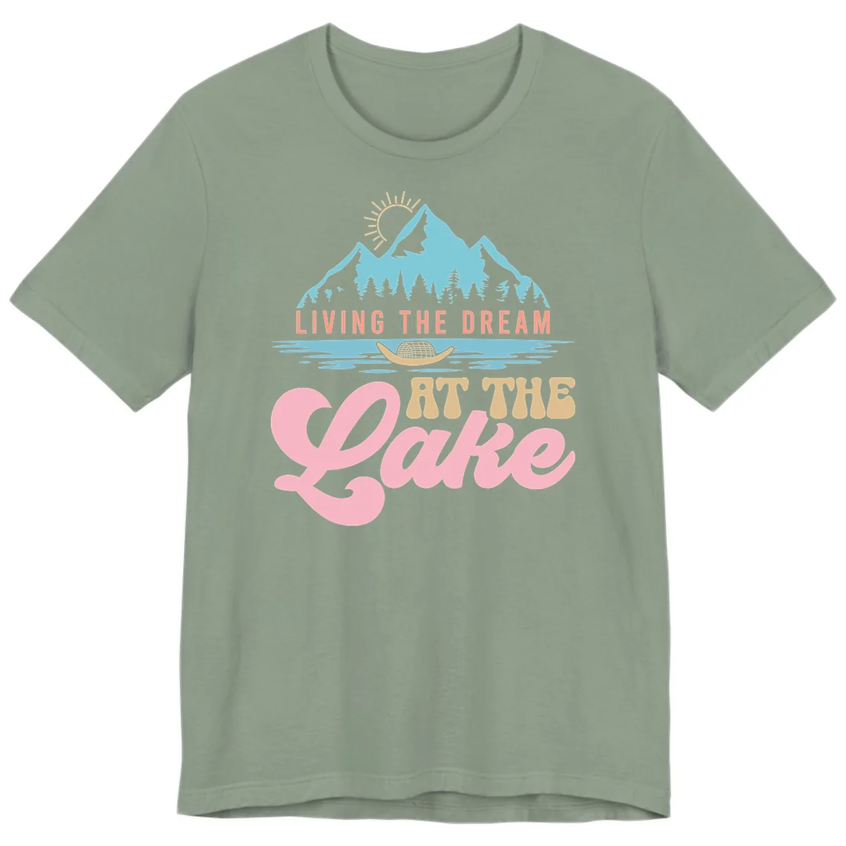Living The Dream At The Lake Premium T-Shirt in Sage