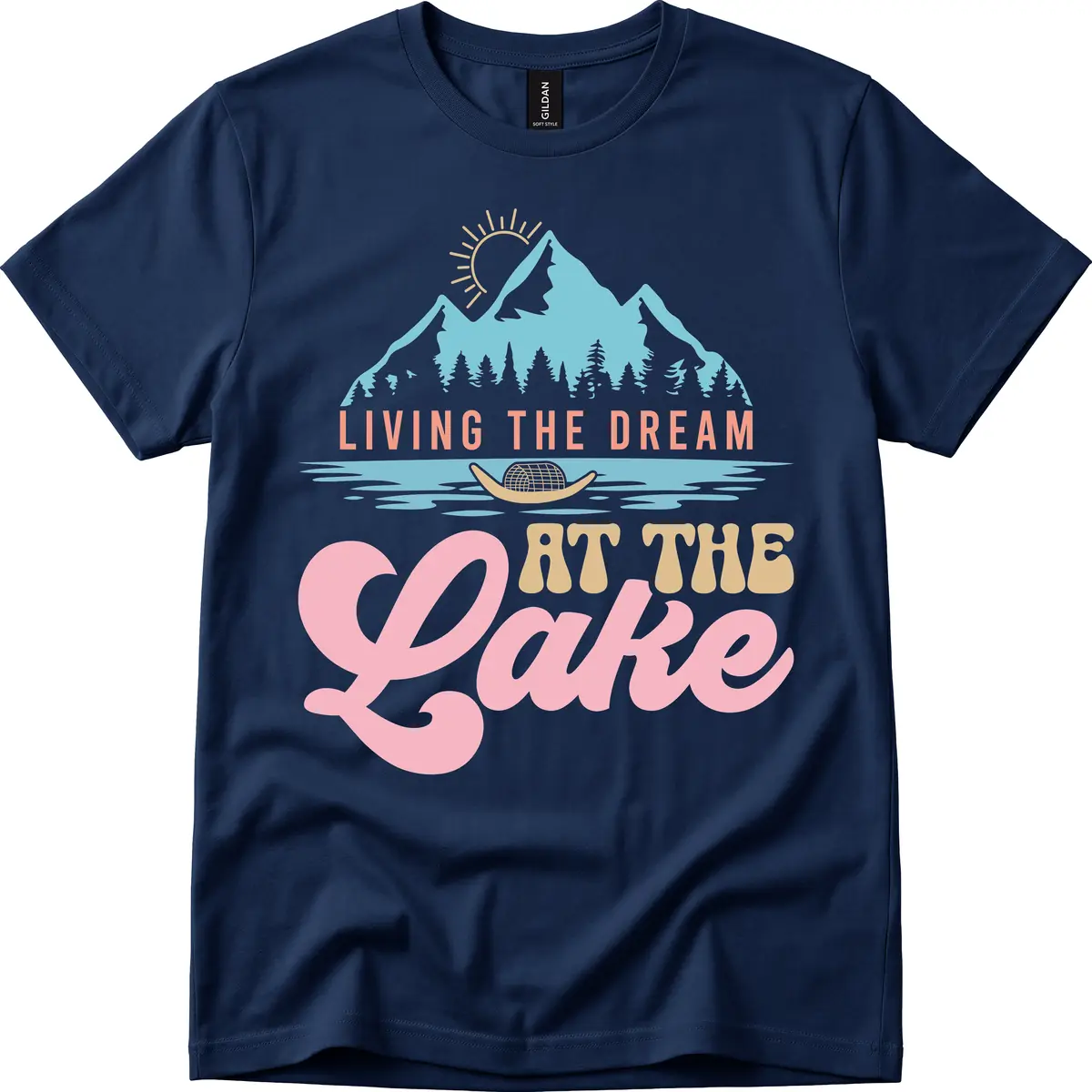Living The Dream At The Lake T-Shirt in Navy