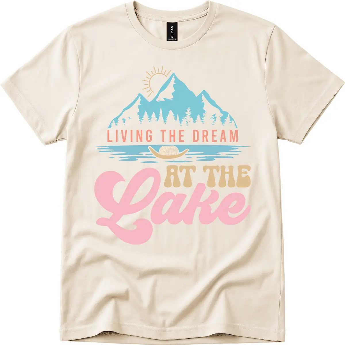 Living The Dream At The Lake T-Shirt in Natural