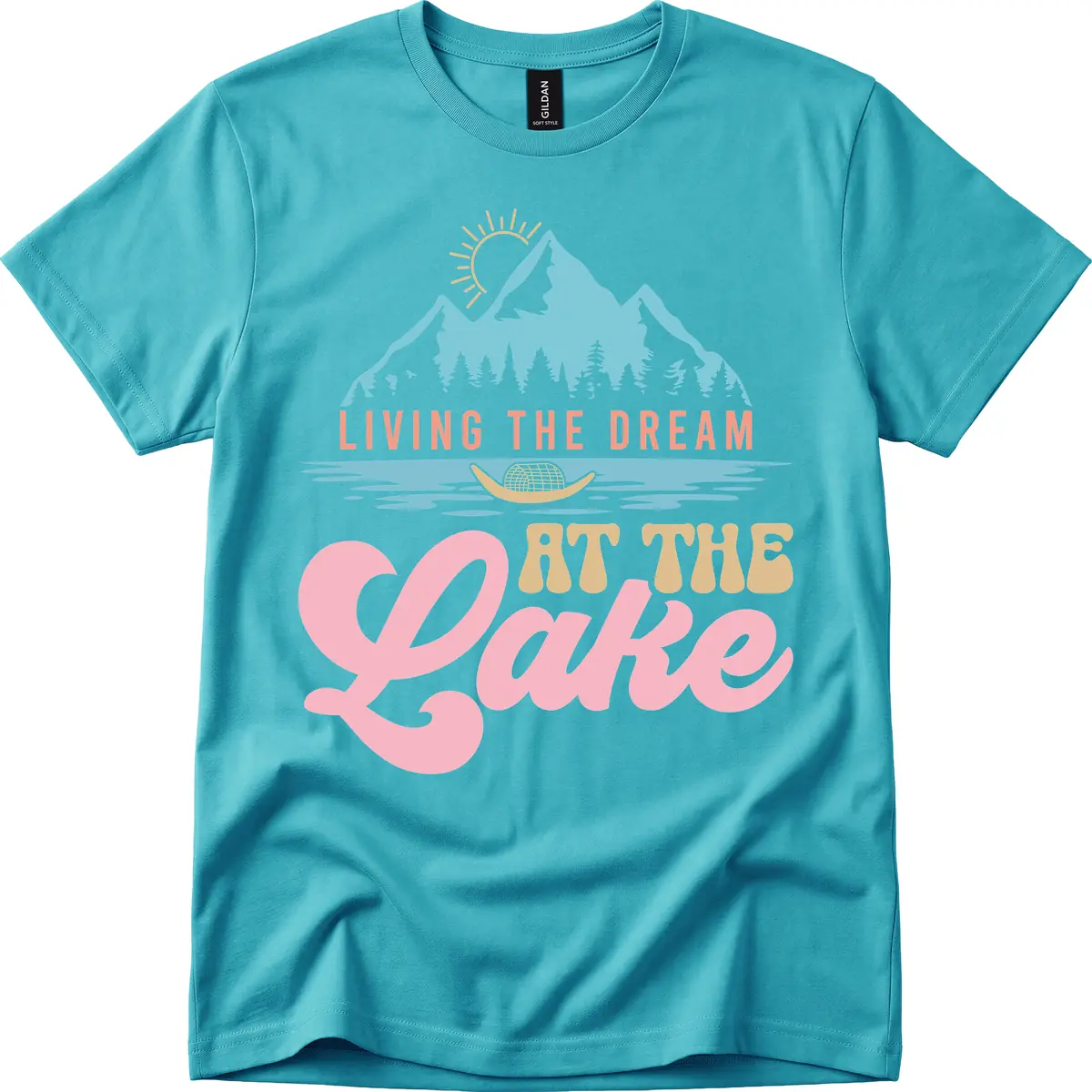 Living The Dream At The Lake T-Shirt in Tropical Blue