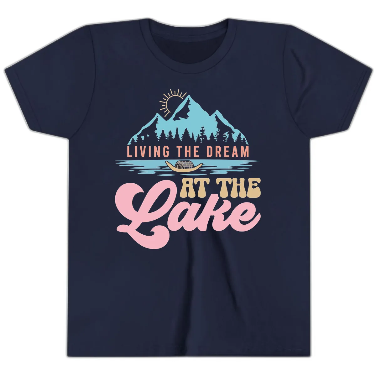 Living The Dream At The Lake Youth T-Shirt in Navy