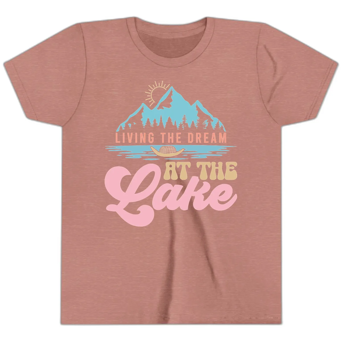Living The Dream At The Lake Youth T-Shirt in Heather Mauve