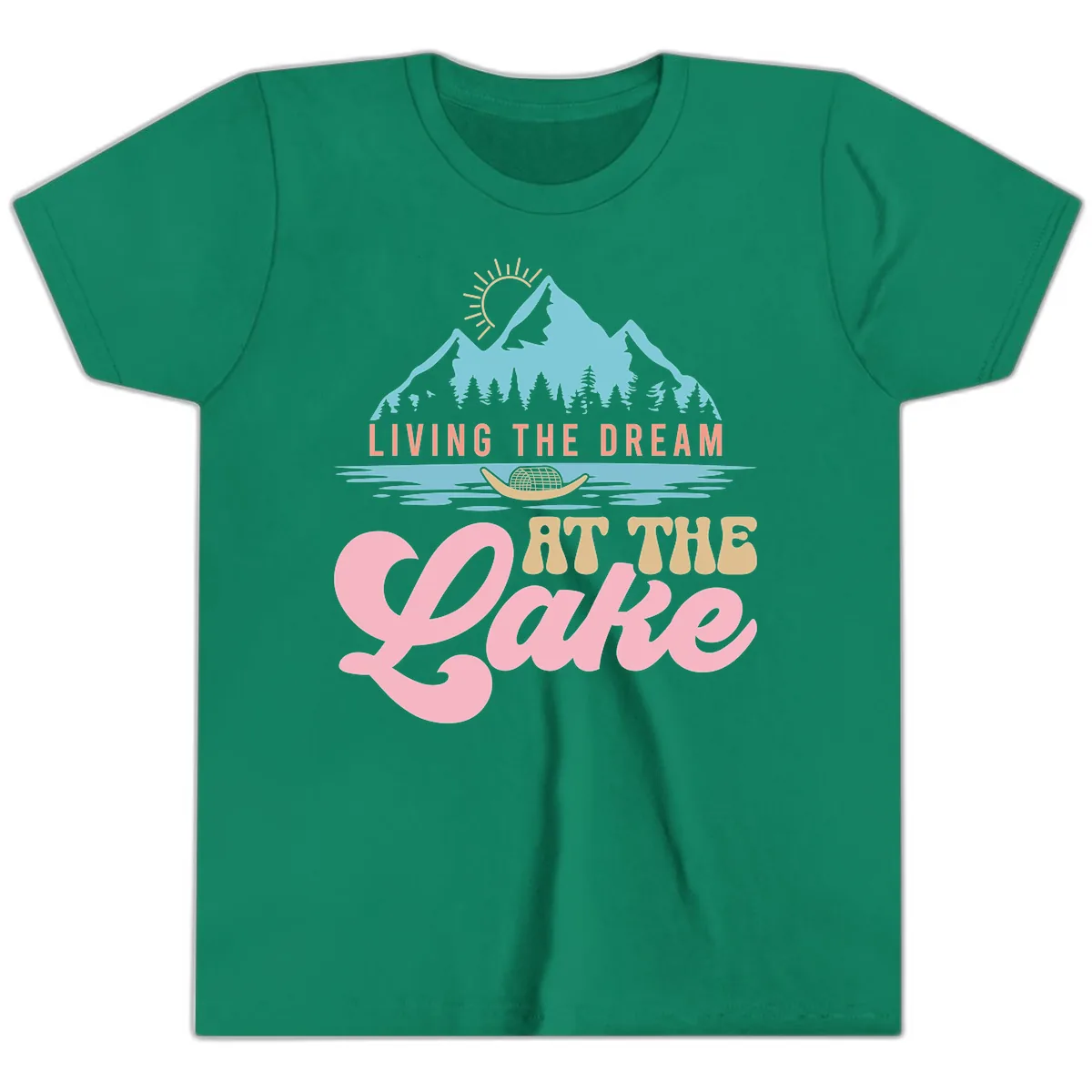 Living The Dream At The Lake Youth T-Shirt in Kelly
