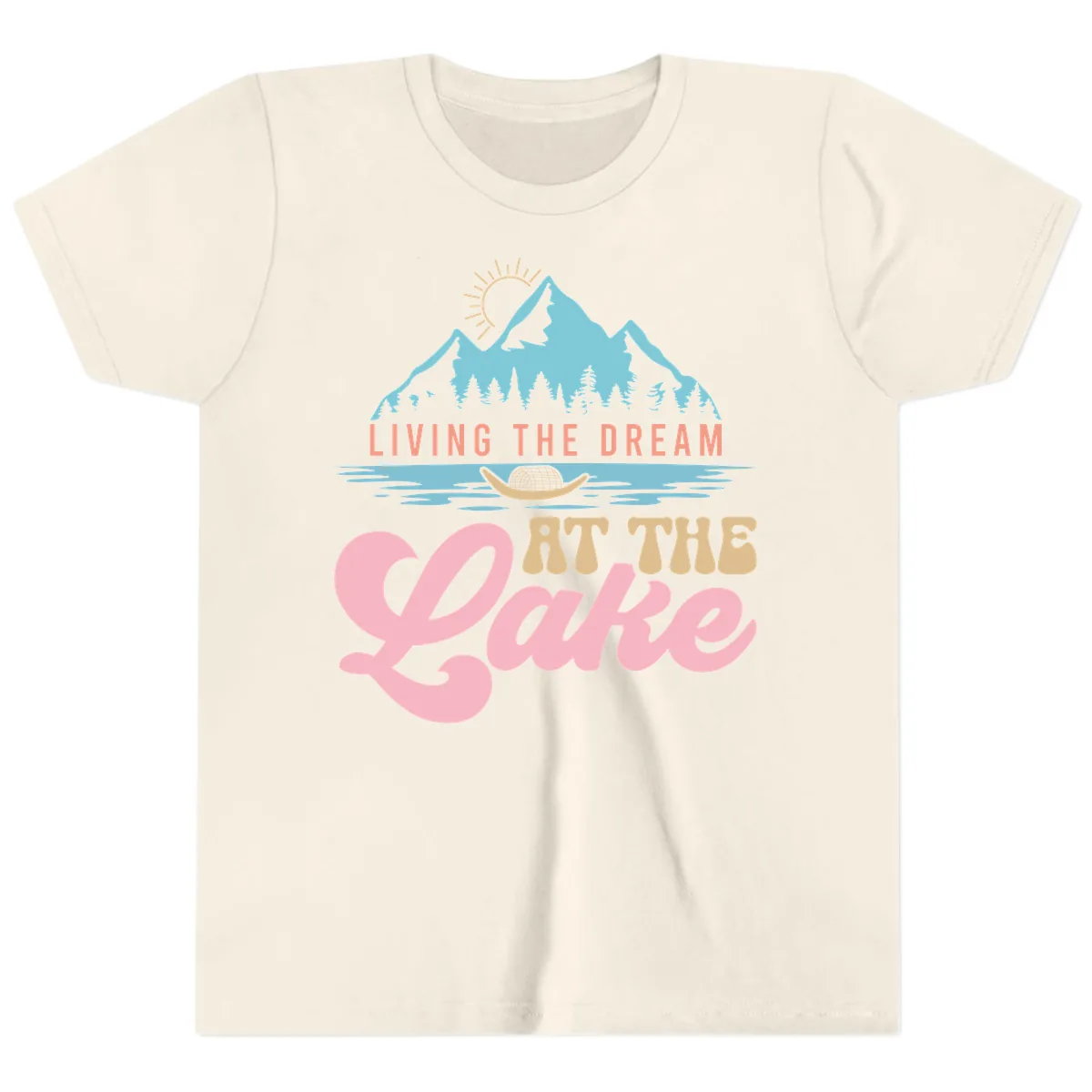 Living The Dream At The Lake Youth T-Shirt in Natural