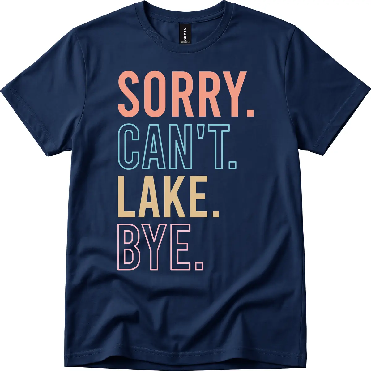 Sorry Can't Lake Bye Typography T-Shirt in Navy