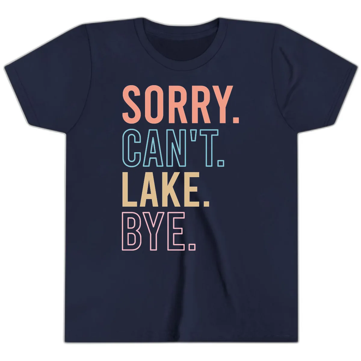 Sorry Can't Lake Bye Typography Youth T-Shirt in Navy