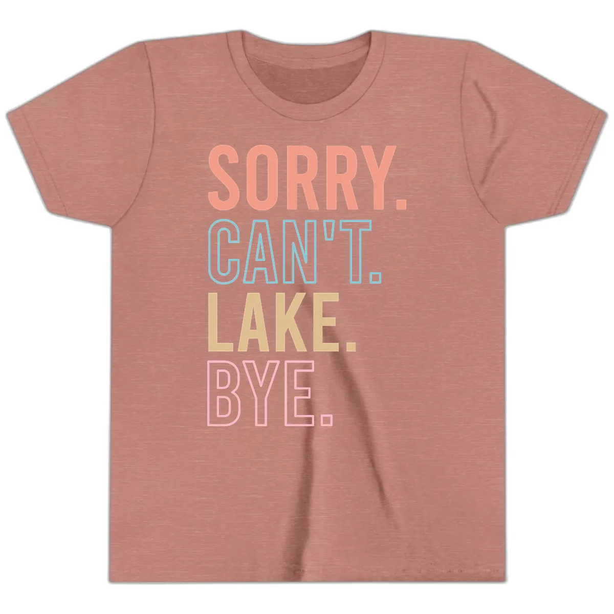 Sorry Can't Lake Bye Typography Youth T-Shirt in Heather Mauve