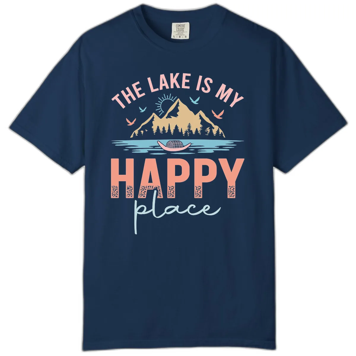The Lake Is My Happy Place Comfort Color in Navy