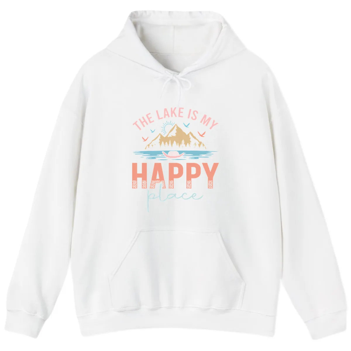 The Lake Is My Happy Place Hoodie in White