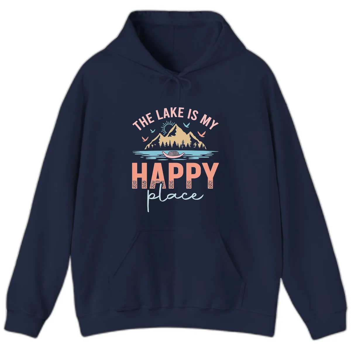 The Lake Is My Happy Place Hoodie in Navy