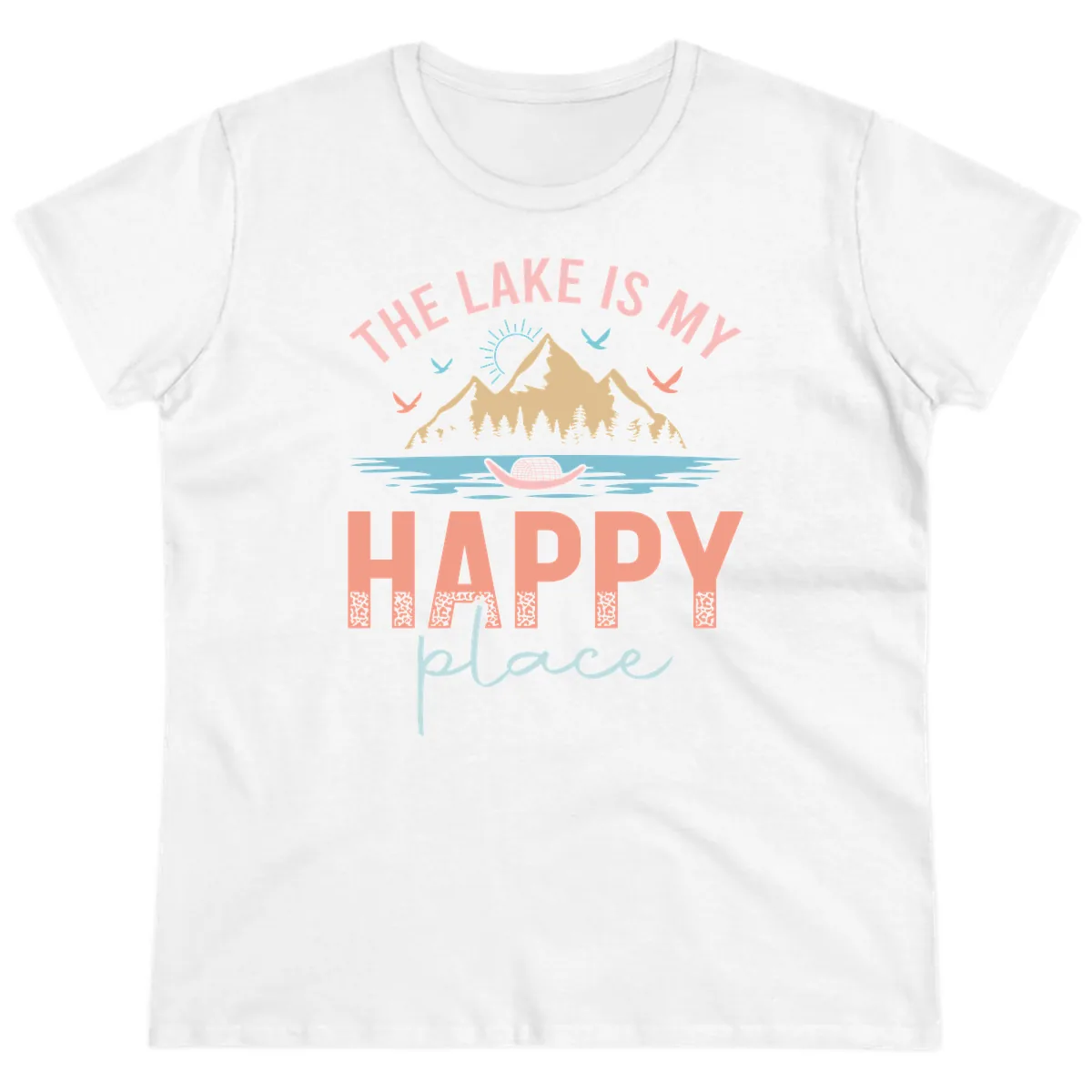 The Lake Is My Happy Place Ladies Tee in White
