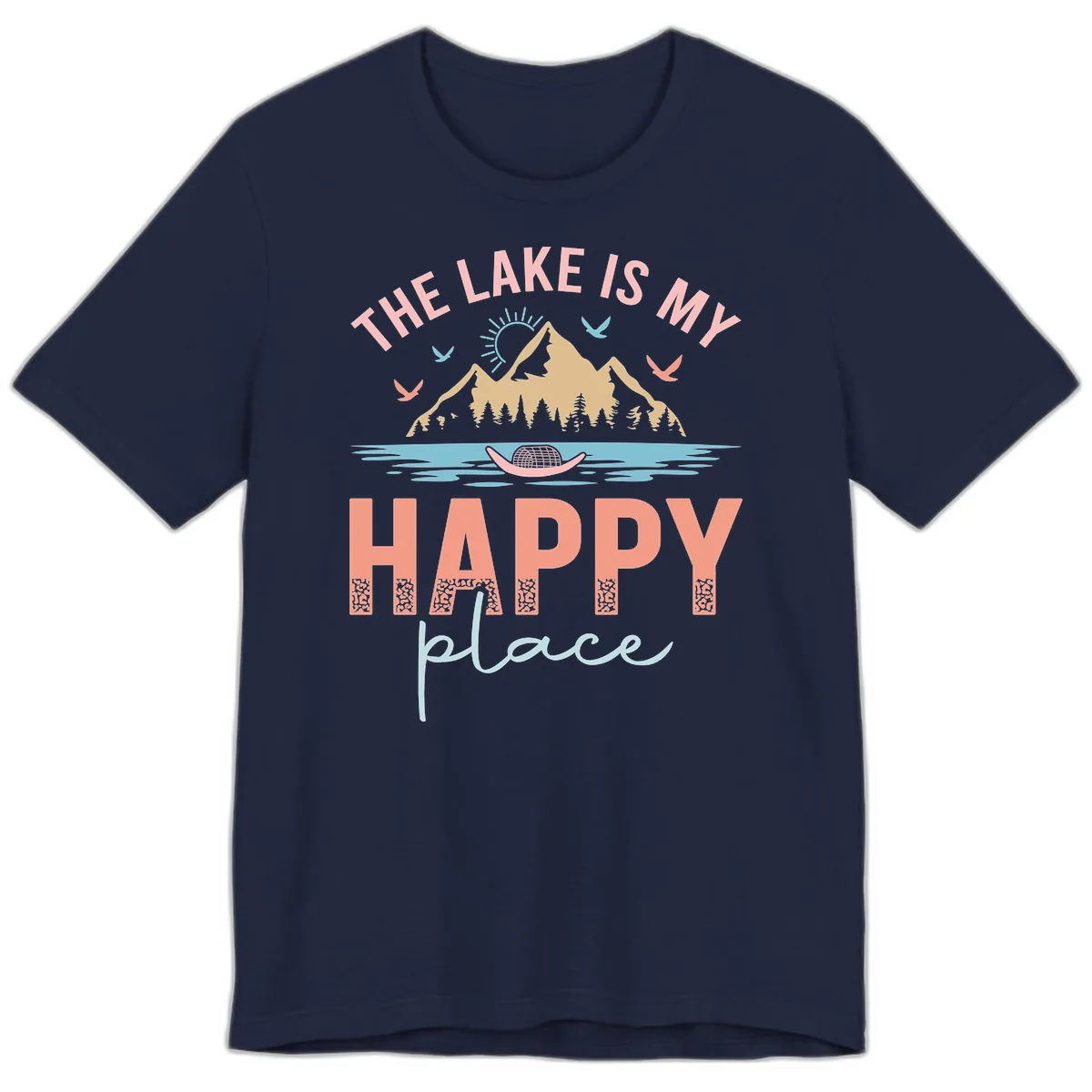The Lake Is My Happy Place Premium T-Shirt in Navy