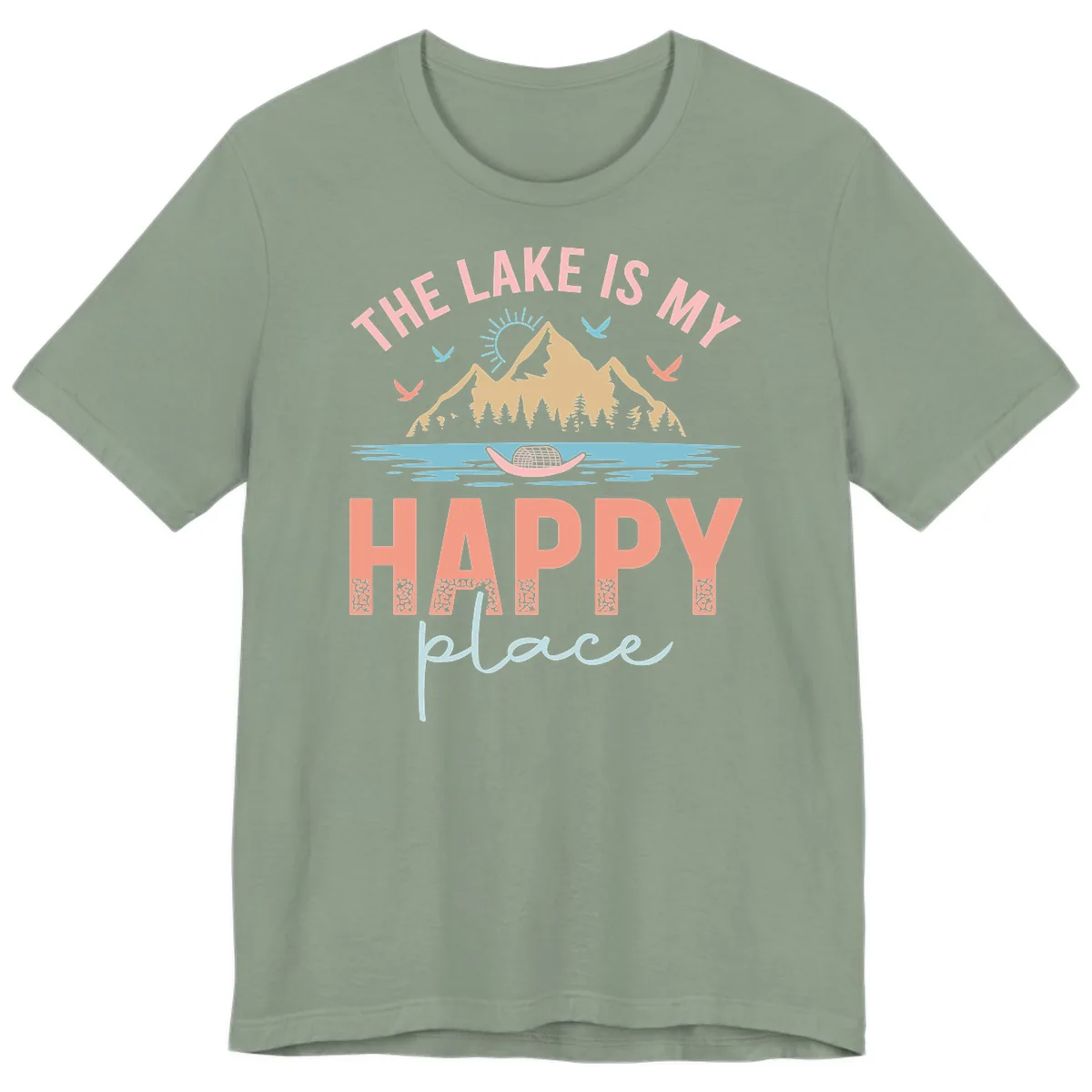 The Lake Is My Happy Place Premium T-Shirt in Sage