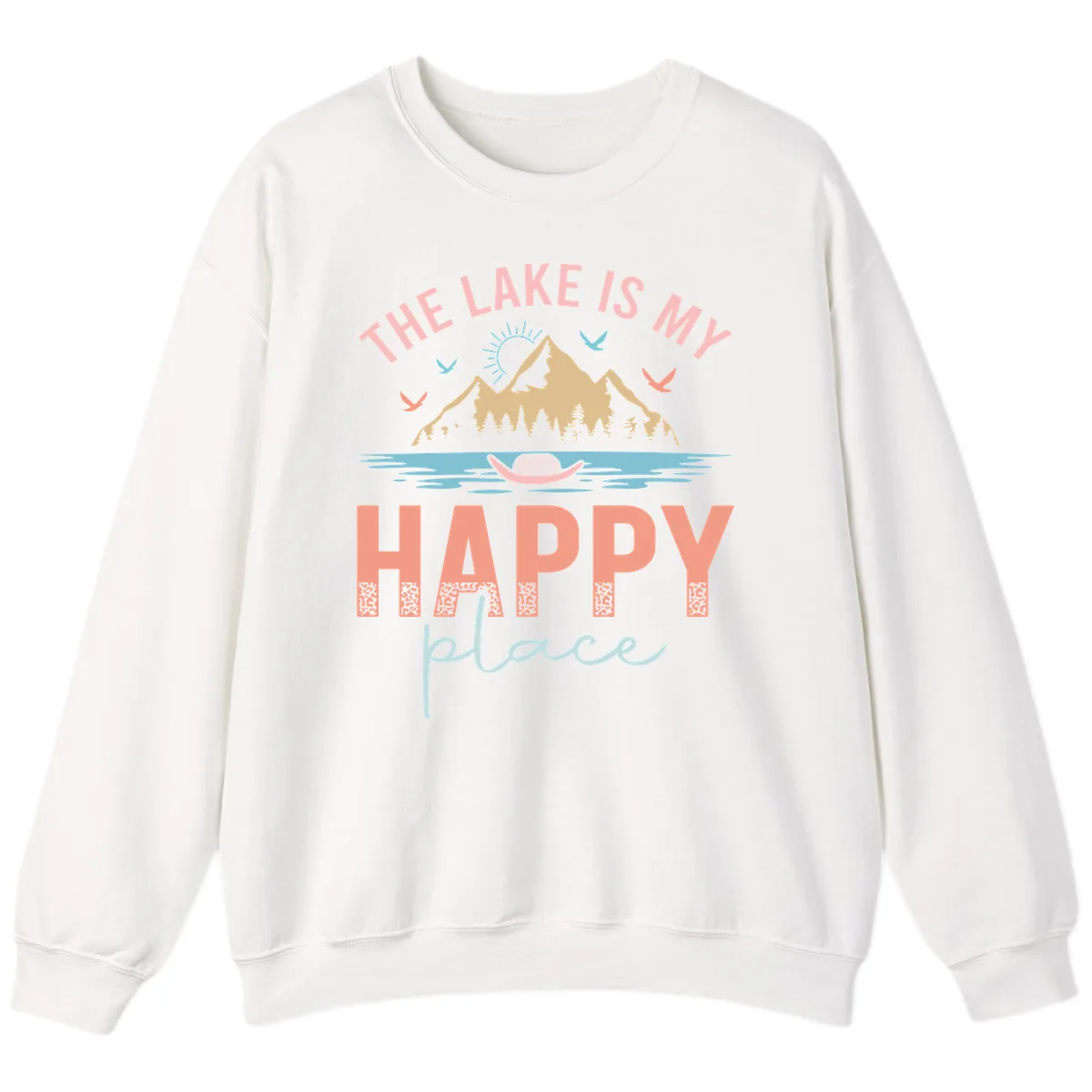 The Lake Is My Happy Place Sweatshirt in White