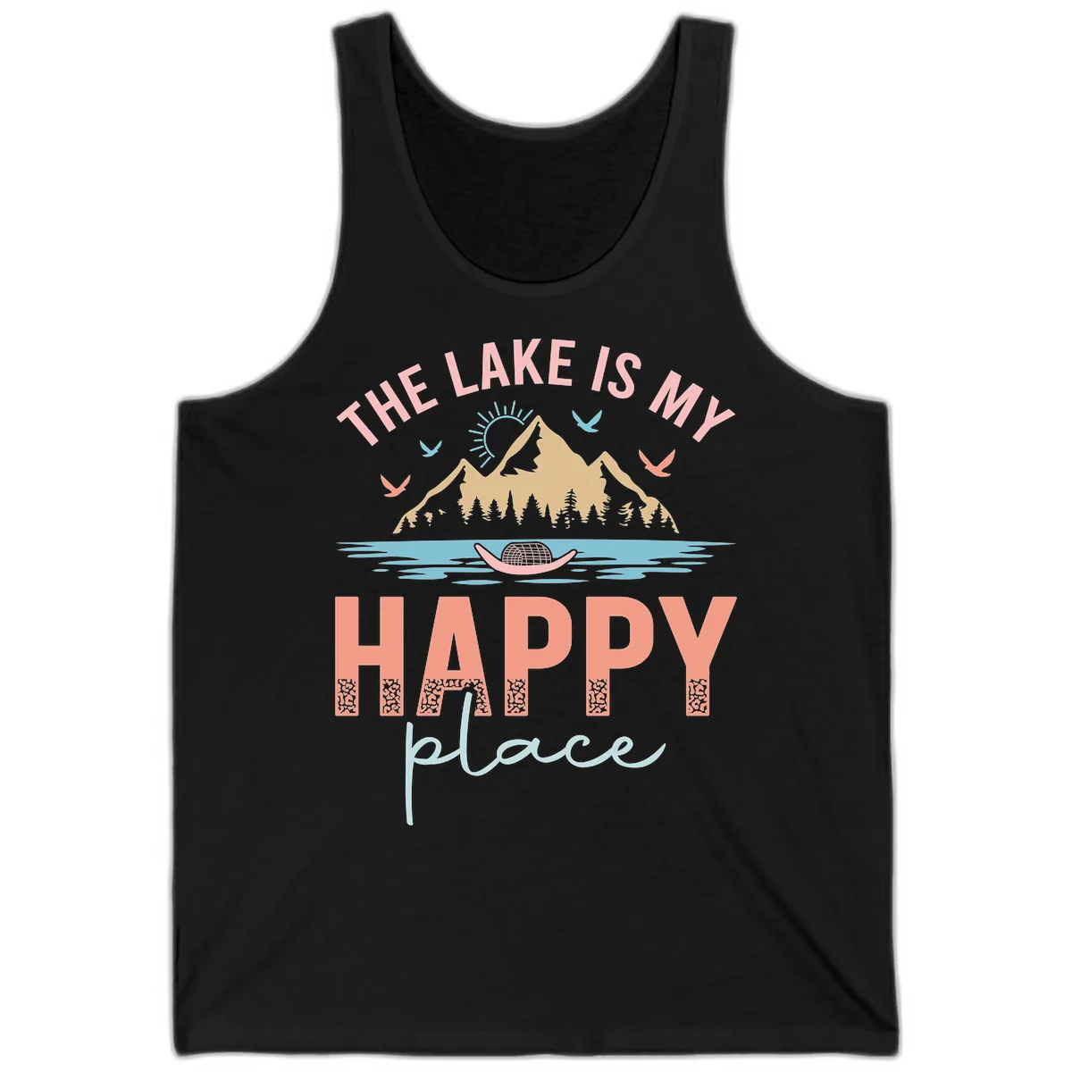 The Lake Is My Happy Place Tank in Black