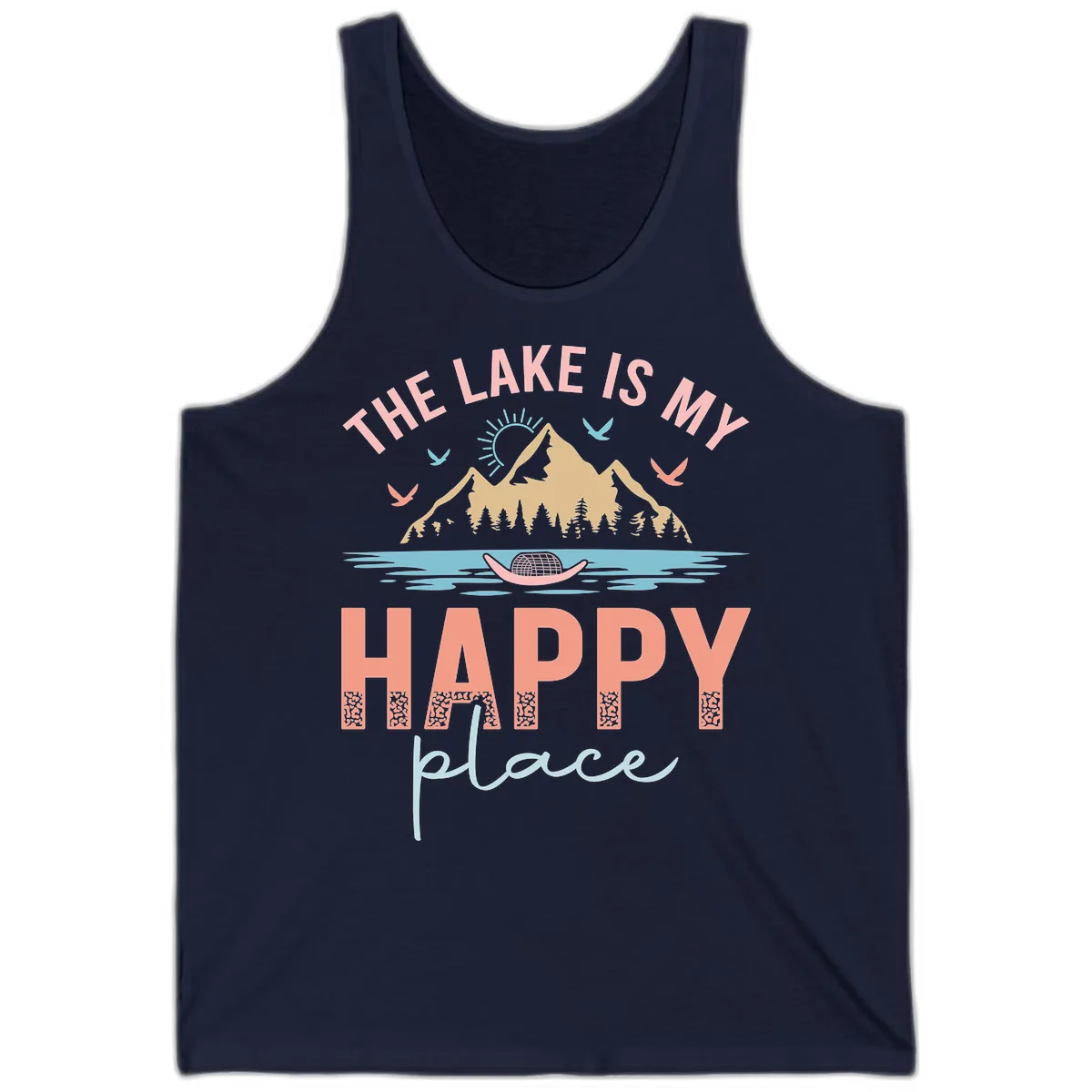The Lake Is My Happy Place Tank in Navy
