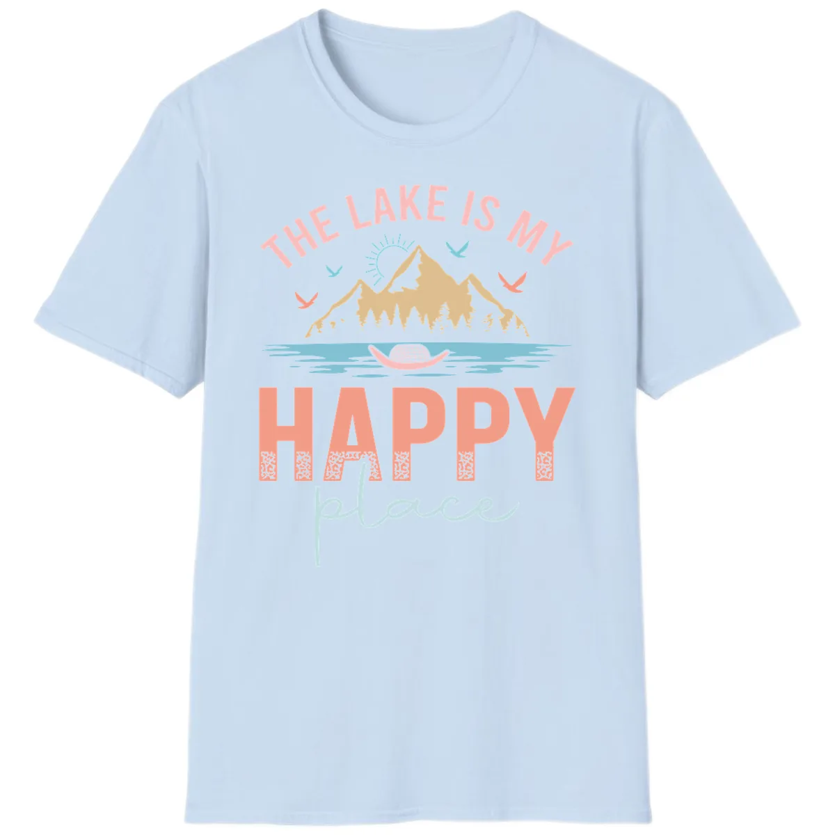 The Lake Is My Happy Place T-Shirt in Light Blue