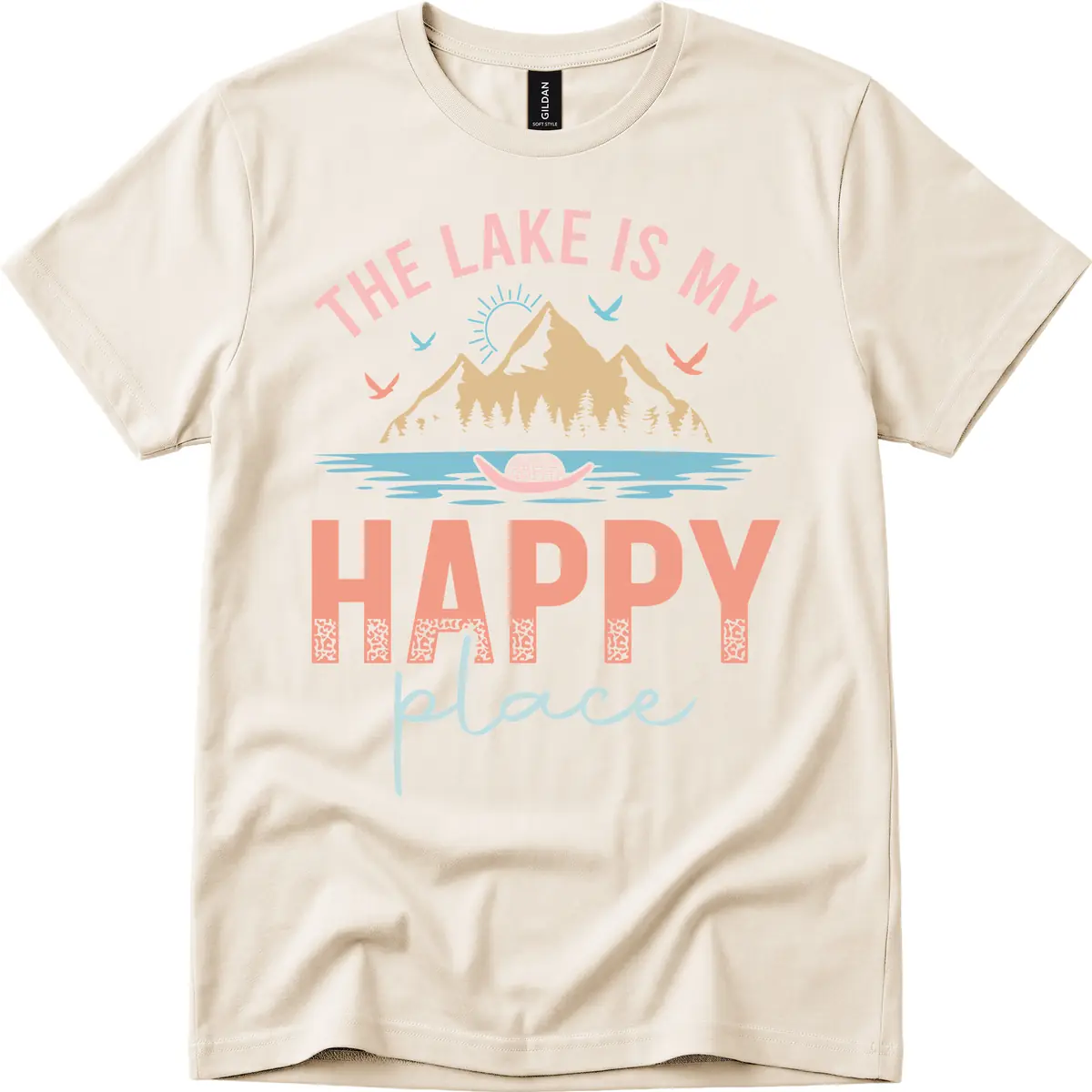 The Lake Is My Happy Place T-Shirt in Natural