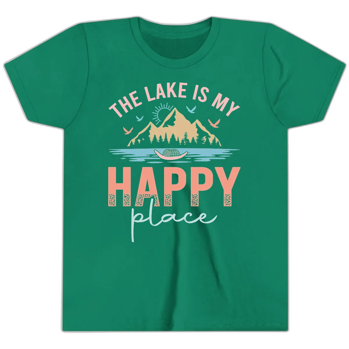 The Lake Is My Happy Place Youth T-Shirt in Kelly