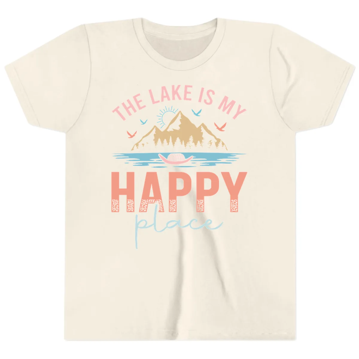 The Lake Is My Happy Place Youth T-Shirt in Natural