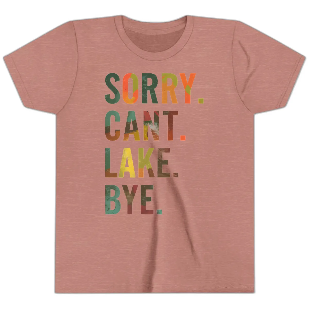Sorry Can't Lake Bye Typography Design Youth T-Shirt in Heather Mauve