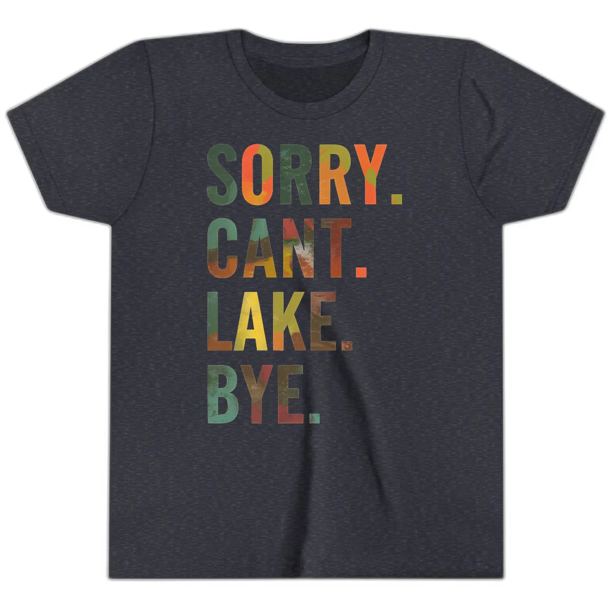 Sorry Can't Lake Bye Typography Design Youth T-Shirt in Heather Navy
