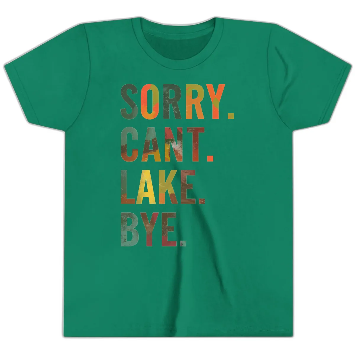 Sorry Can't Lake Bye Typography Design Youth T-Shirt in Kelly