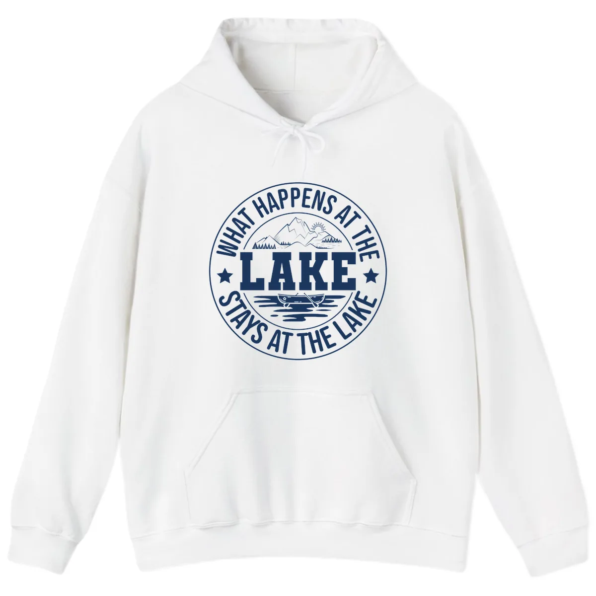 What Happens At The Lake Stays At The Lake Design Hoodie in White