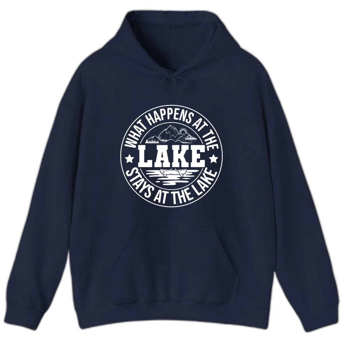 What Happens At The Lake Stays At The Lake Design Hoodie in Navy