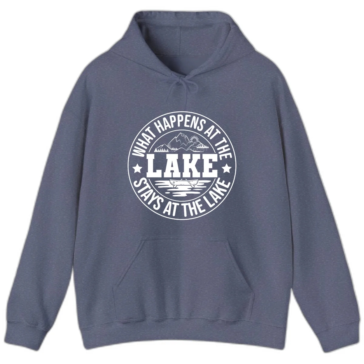 What Happens At The Lake Stays At The Lake Design Hoodie in Heather Navy