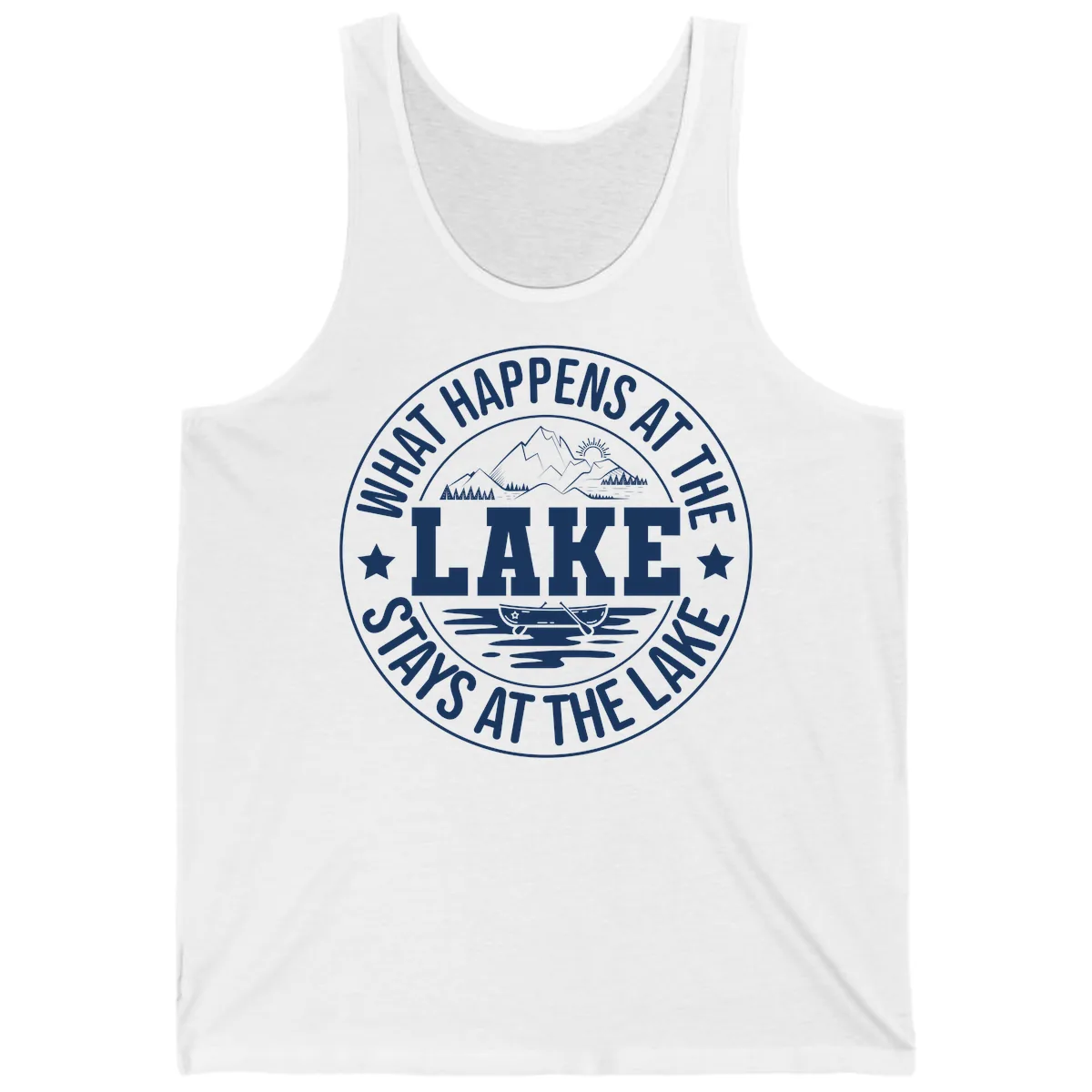 What Happens At The Lake Stays At The Lake Design Tank in White