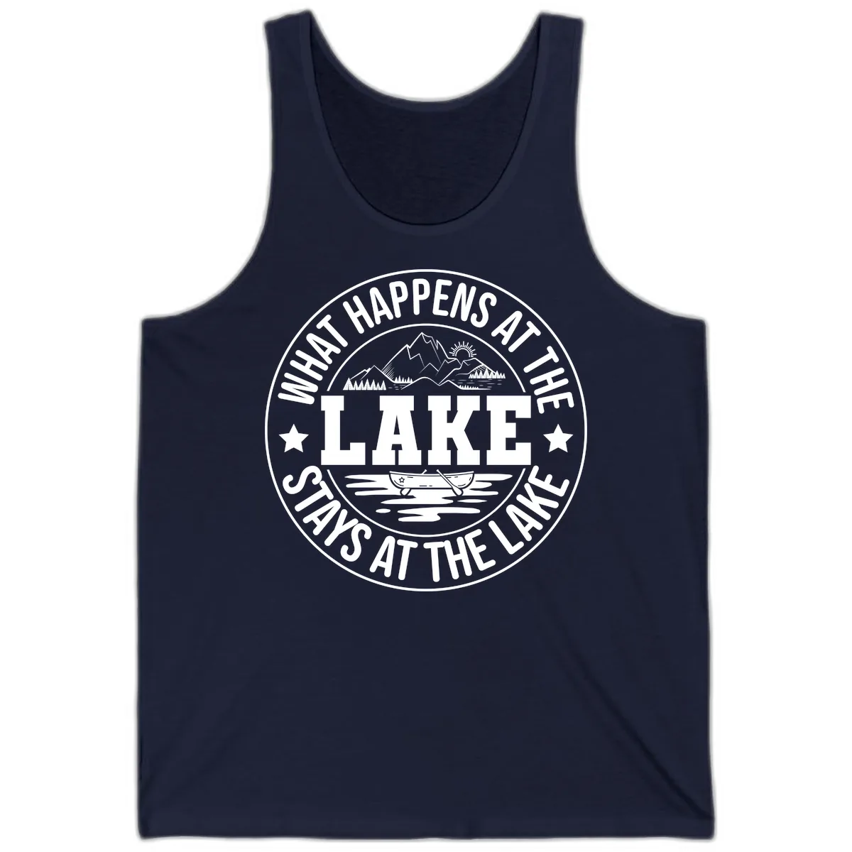 What Happens At The Lake Stays At The Lake Design Tank in Navy