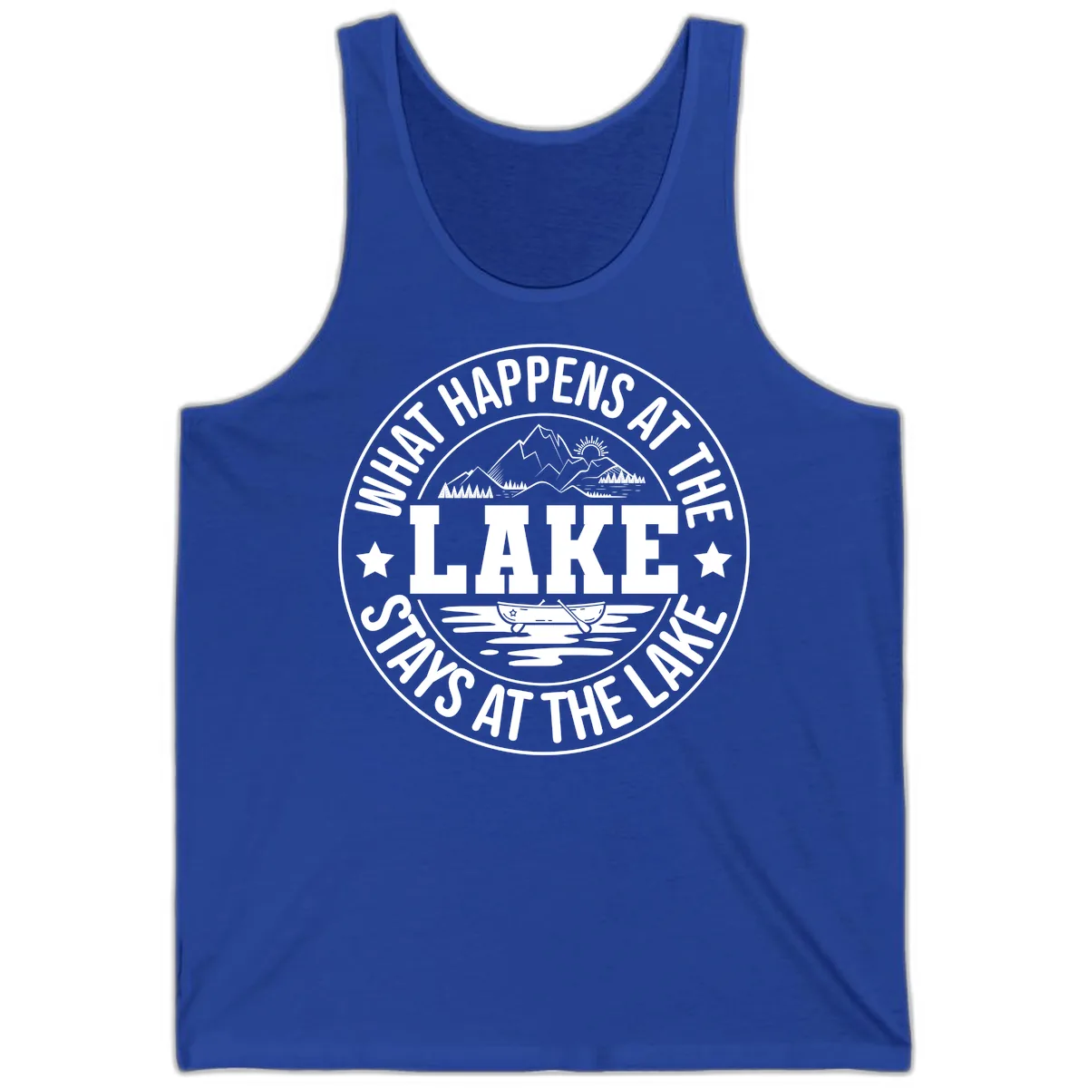 What Happens At The Lake Stays At The Lake Design Tank in True Royal
