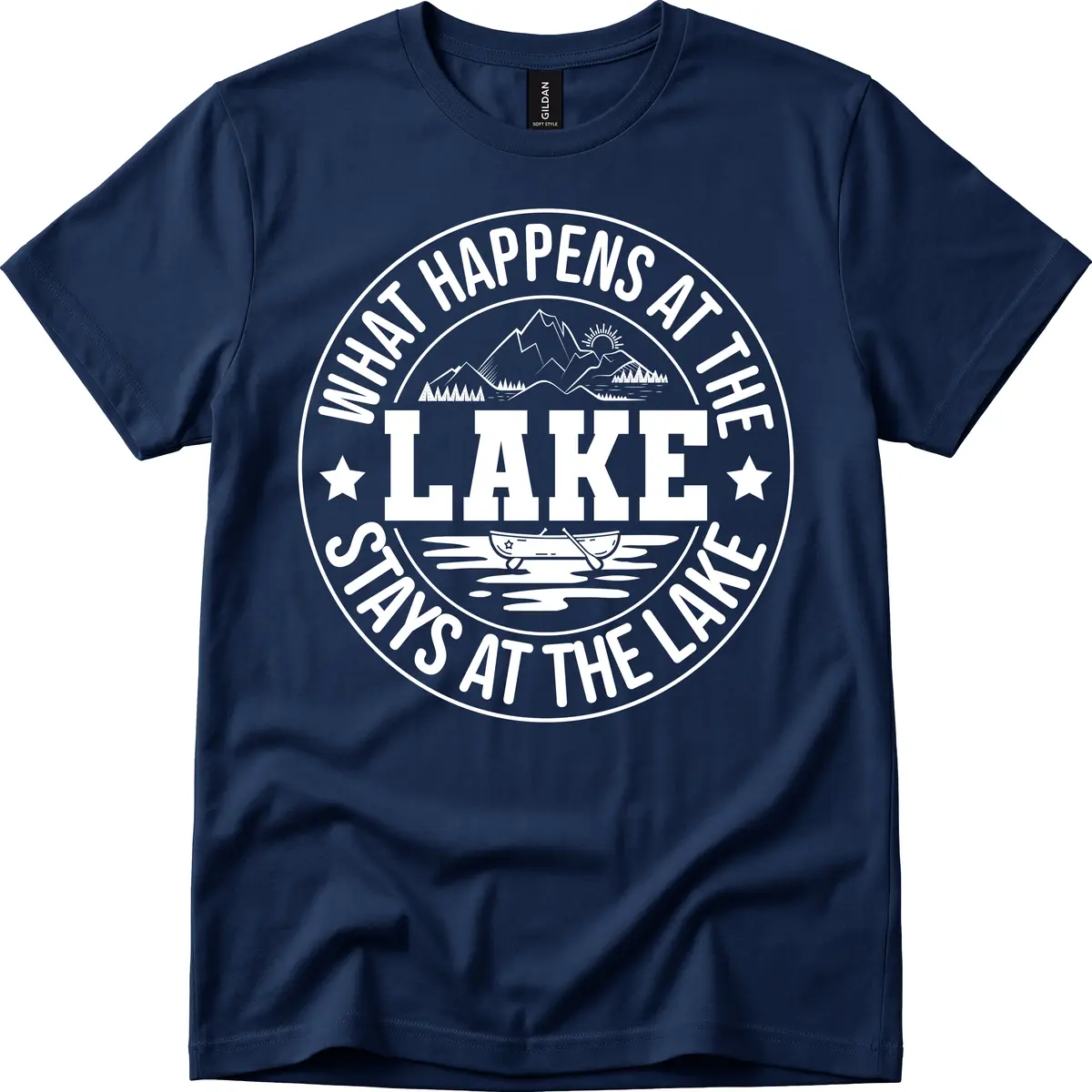 What Happens At The Lake Stays At The Lake Design T-Shirt in Navy