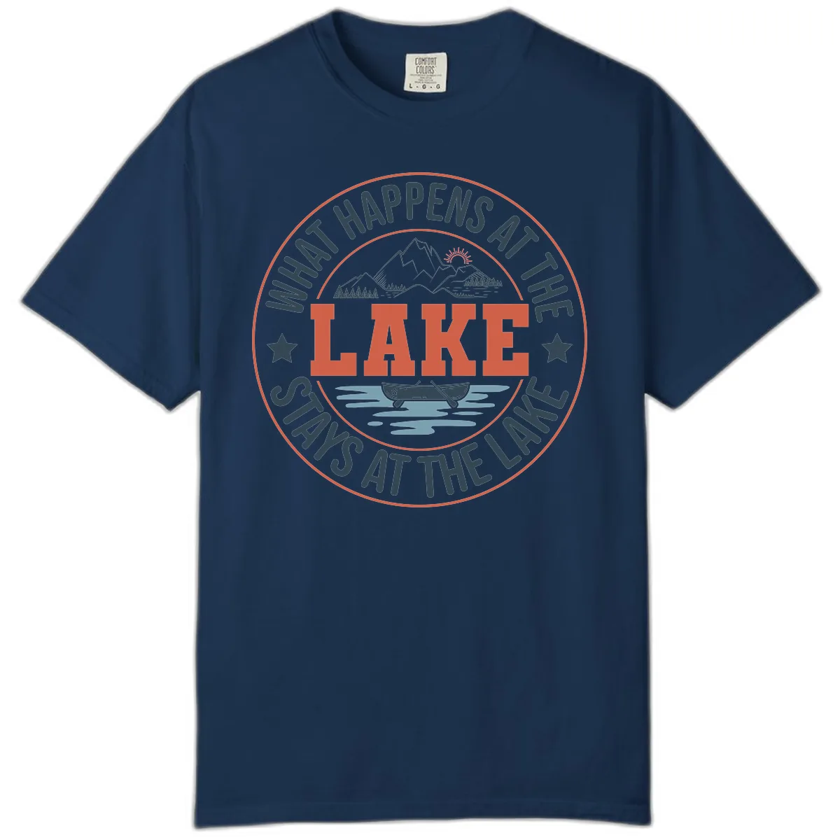 What Happens At The Lake Stays At The Lake Comfort Color in Navy