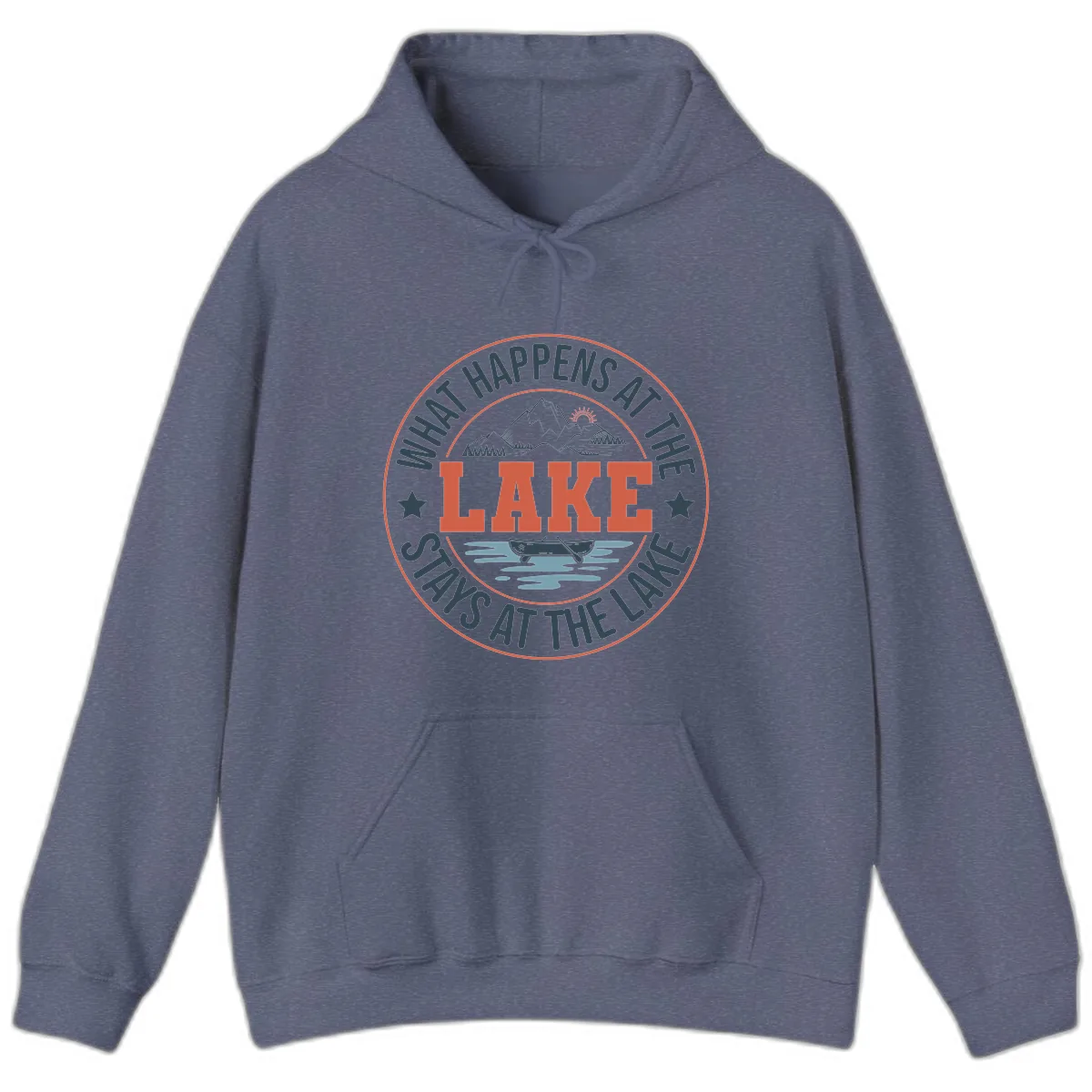 What Happens At The Lake Stays At The Lake Hoodie in Heather Navy