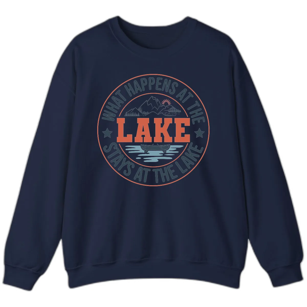 What Happens At The Lake Stays At The Lake Sweatshirt in Navy