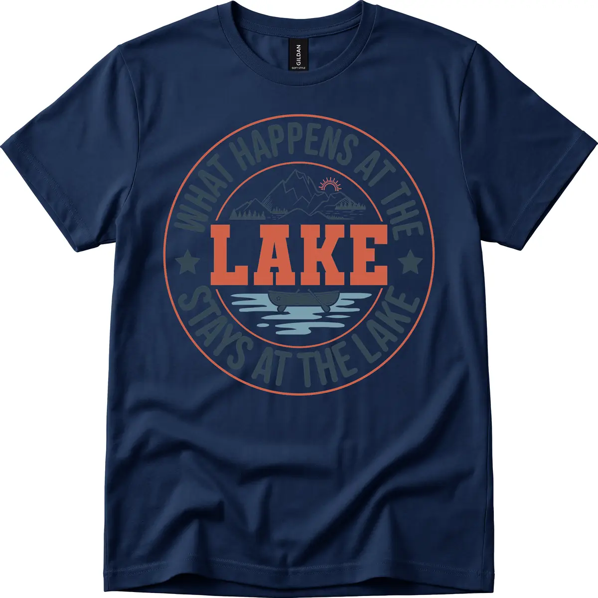 What Happens At The Lake Stays At The Lake T-Shirt in Navy