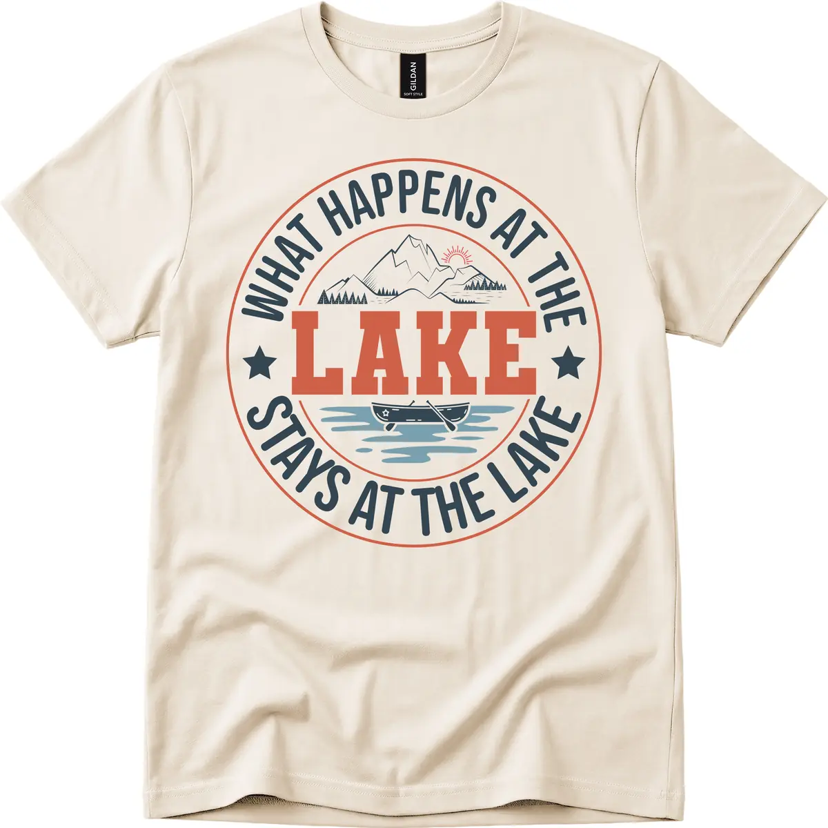 What Happens At The Lake Stays At The Lake T-Shirt in Natural