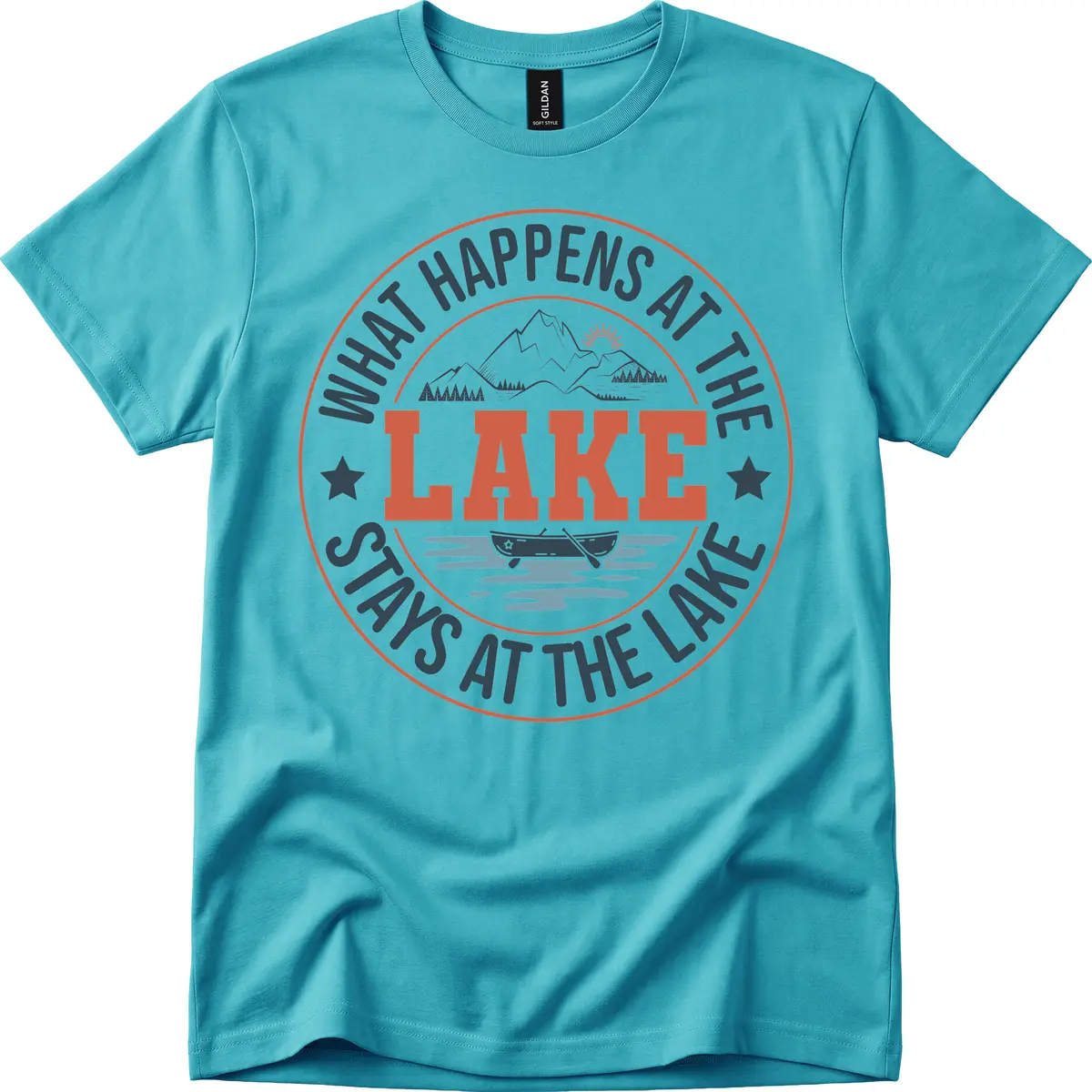 What Happens At The Lake Stays At The Lake T-Shirt in Tropical Blue